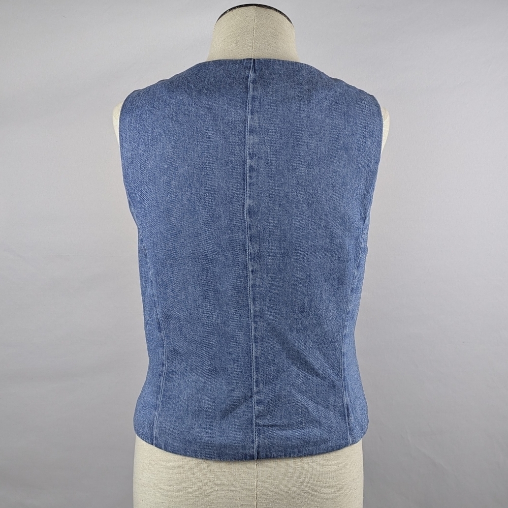 rag & bone Seraphina Denim Vest Top Button Front Lined Winwood Blue Wash L NWT - Picture 8 of 14